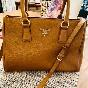 PRADA brown top handle handbag
